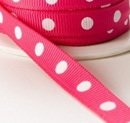 3/8 Inch Grosgrain White Center Dot Ribbon