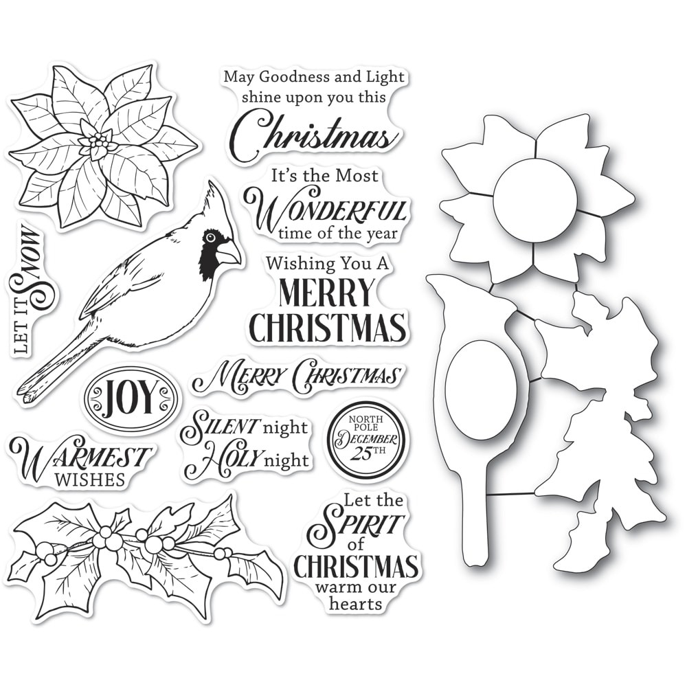 Memory Box Spirit of Christmas clear stamp and die set Cl5261d