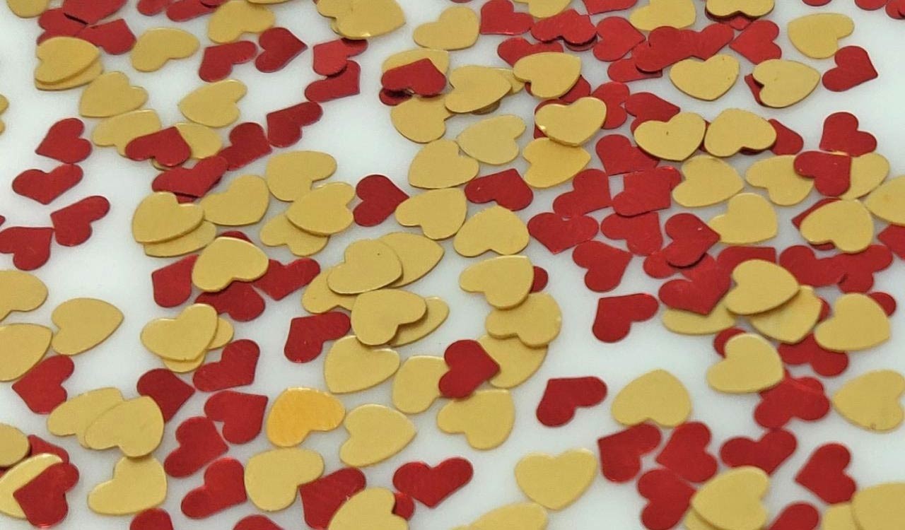 HAI Red & Gold Heart Sequins