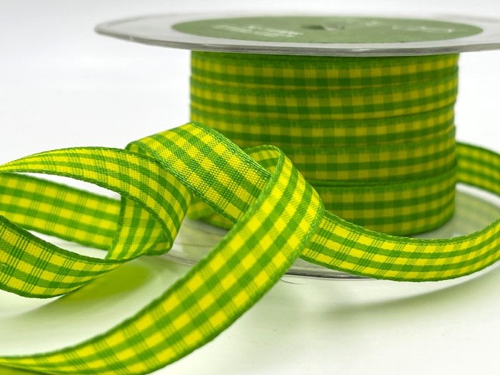 Green and Yellow Gingham Ribbon