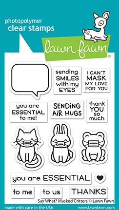 sale - Lawn Fawn say what? masked critters clear stamps LF2560 and Dies
